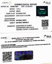 1.40/CT Natural Panna Stone with Govt. Lab Certificate (12210)